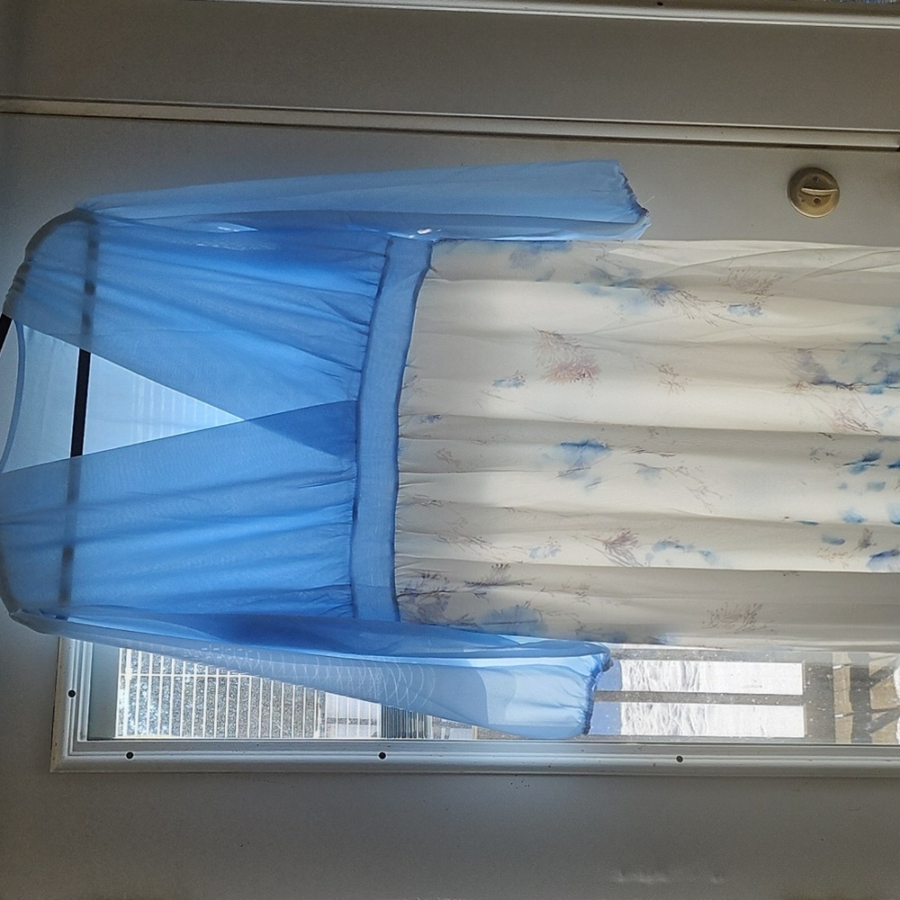 Unlisted Sheer Blue and White Long Sleeve Dress